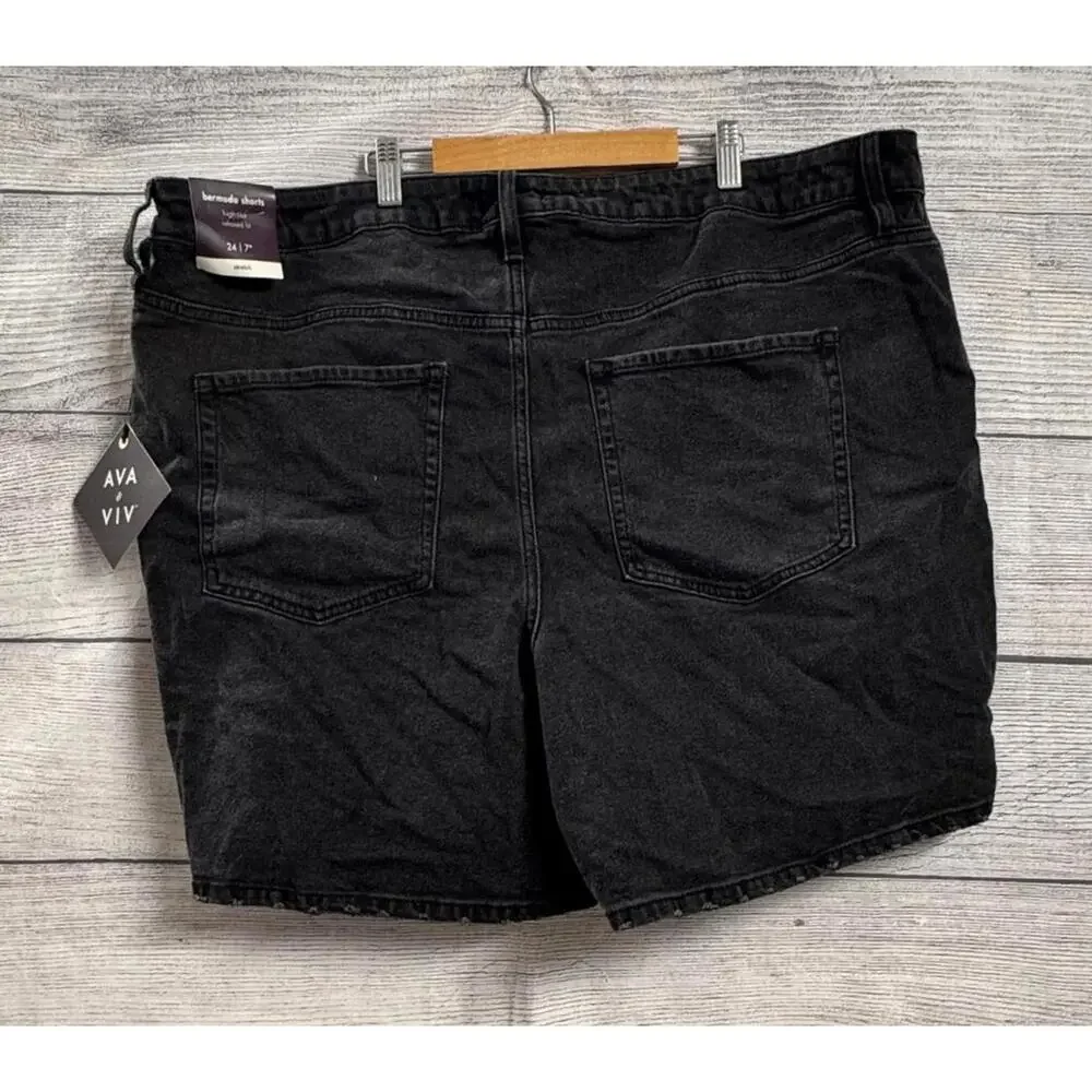 Ava & Viv Black High Rise Bermuda Shorts Women Size 24 - Picture 2 of 3